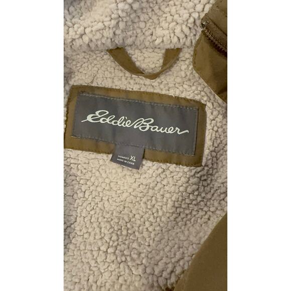 Eddie Bauer Quilted Brown Hooded Jacket Men’s XL Full Zip Warm Casual Outdoor - Picture 4 of 15